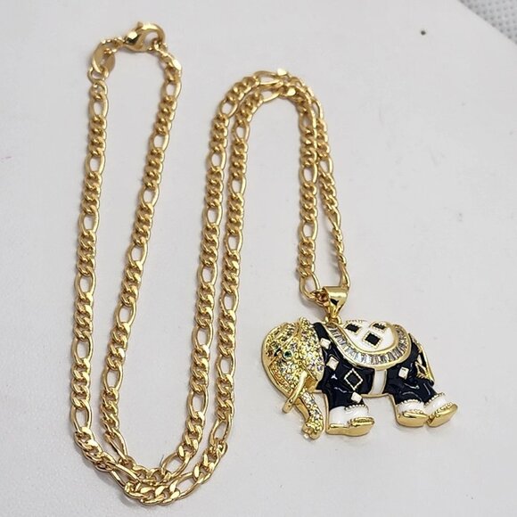 Brand New Black Elephant Necklace - Picture 1 of 4